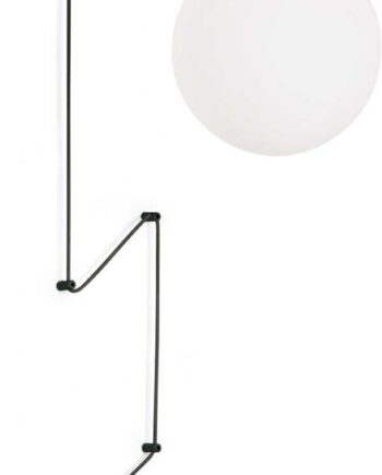 Pendel Lampe Ideal Lux Boa ø30 Cm Mat Sort Med Syreætsede Hvide Glasdiffusor Og Justerbar Højde