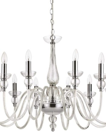 Pendel Lampe Ideal Lux Doge ø91 Cm H90-165 Cm Klar Glas Krom