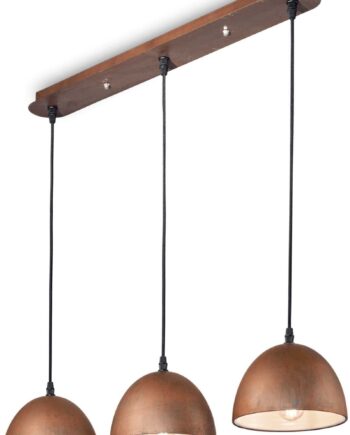 Pendel Lampe Ideal Lux Folk Corten Oxideret Effekt 3ã E27 Indendørs 720ã 180 Mm Højde 300 1040 Mm