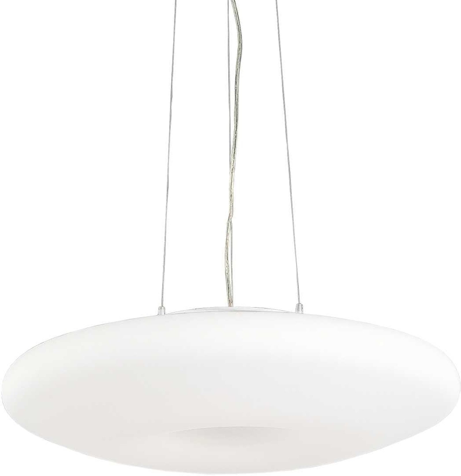 Pendel Lampe Ideal Lux Glory Loftlampe ø400   H260-2350 Mm Glas Hvid Krom 3xe27