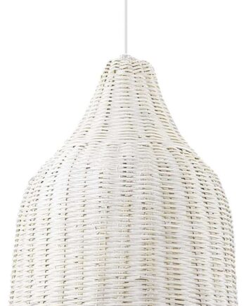 Pendel Lampe Ideal Lux Haunt ø35 Cm Med Flettet Kurvdiffuser Hvid Justerbar Højde 510 2600 Mm