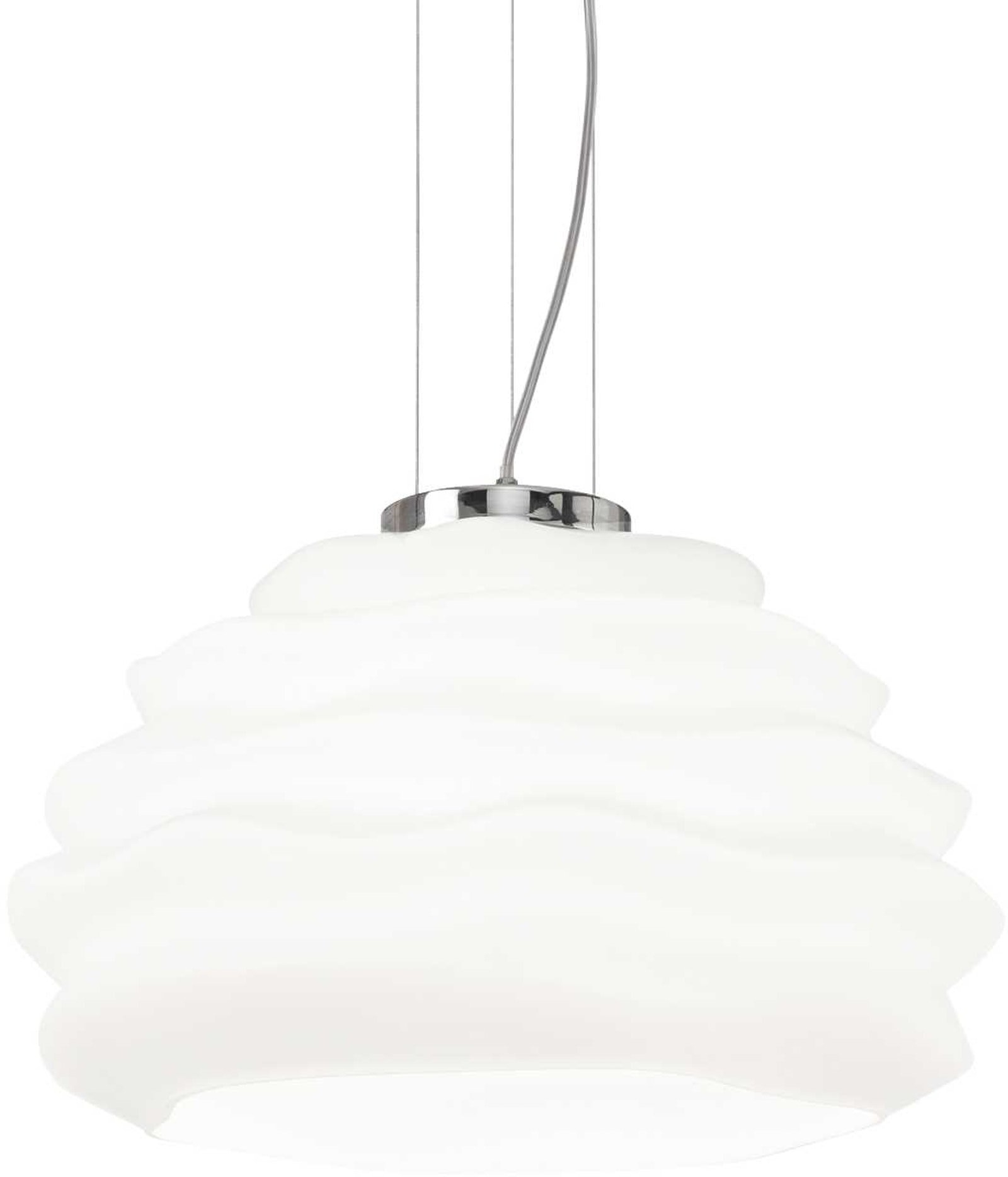 Pendel Lampe Ideal Lux Karma ø390   H295-2385 Mm Hvid Krom Glas E27