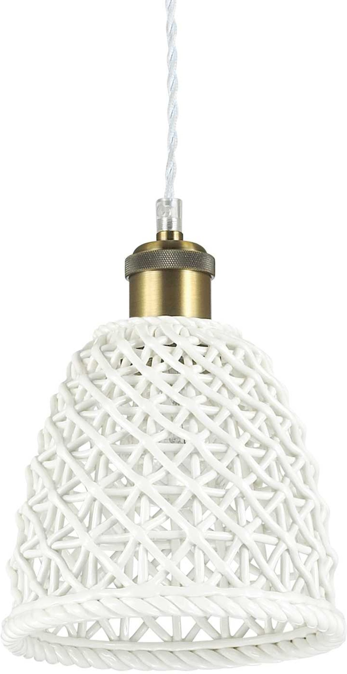 Pendel Lampe Ideal Lux Lugano E27 ø160 Mm H270-2360 Mm Hvid Metal-keramik