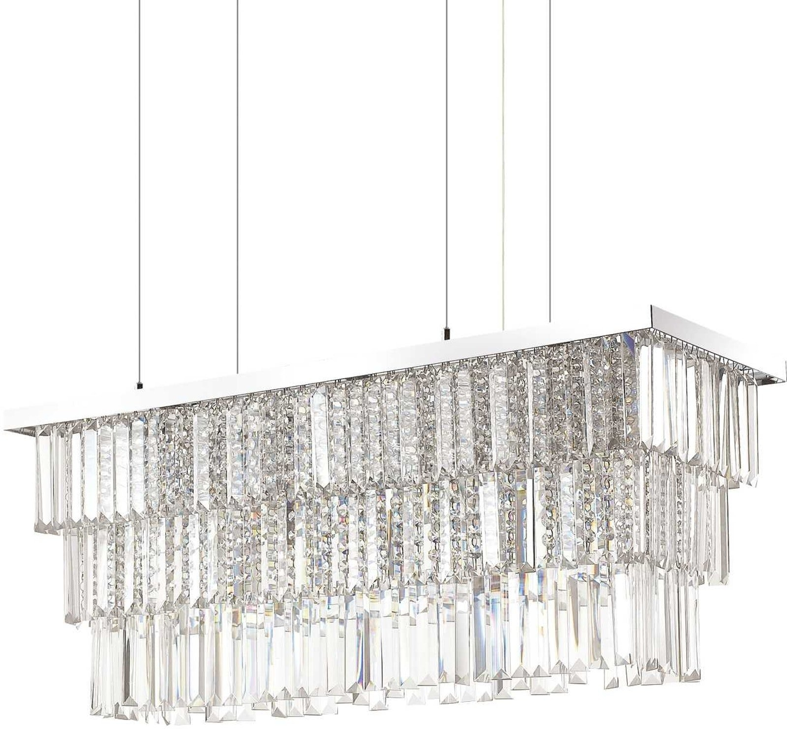 Pendel Lampe Ideal Lux Martinez   Krom Med Krystalkæder  Højdejusterbar 65 130 Cm  83   30 Cm
