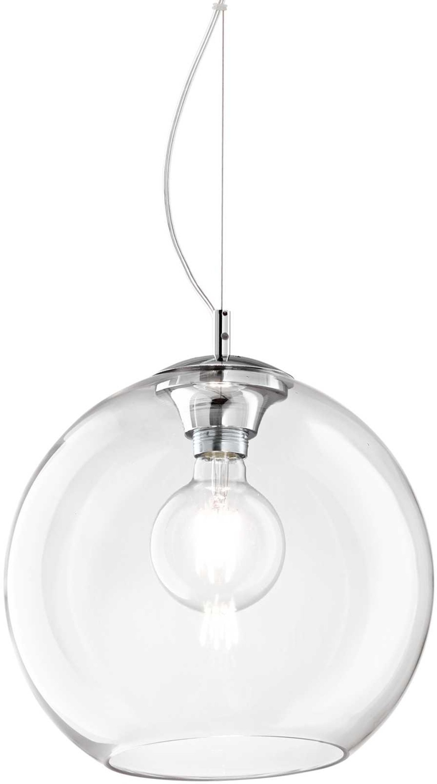 Pendel Lampe Ideal Lux Nemo ø300 Mm Transparent Glas Og Krom