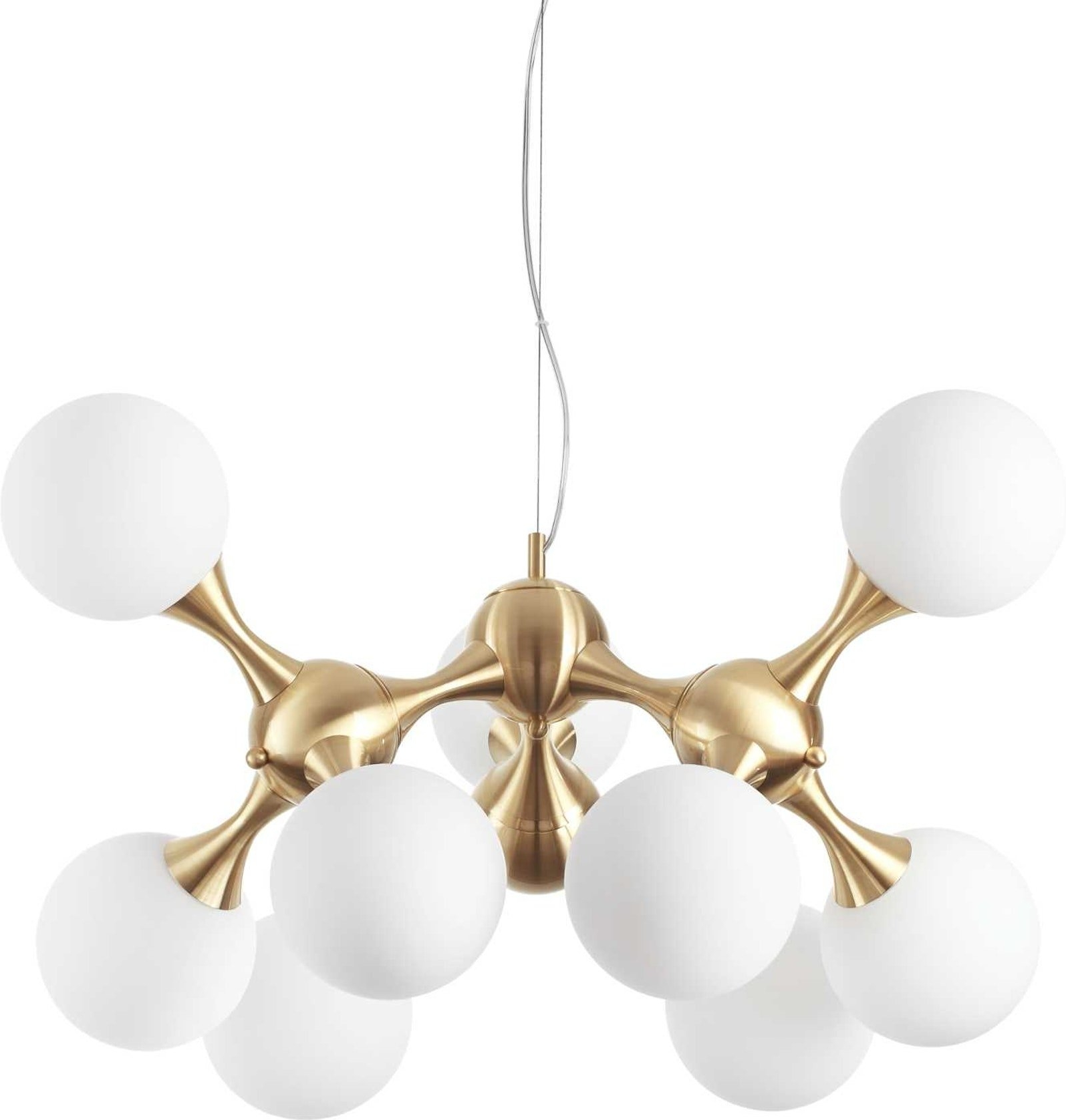 Pendel Lampe Ideal Lux Nodi Messing ø80 Cm   Justerbar Højde 60-262 Cm  9xe14 Metal Glas