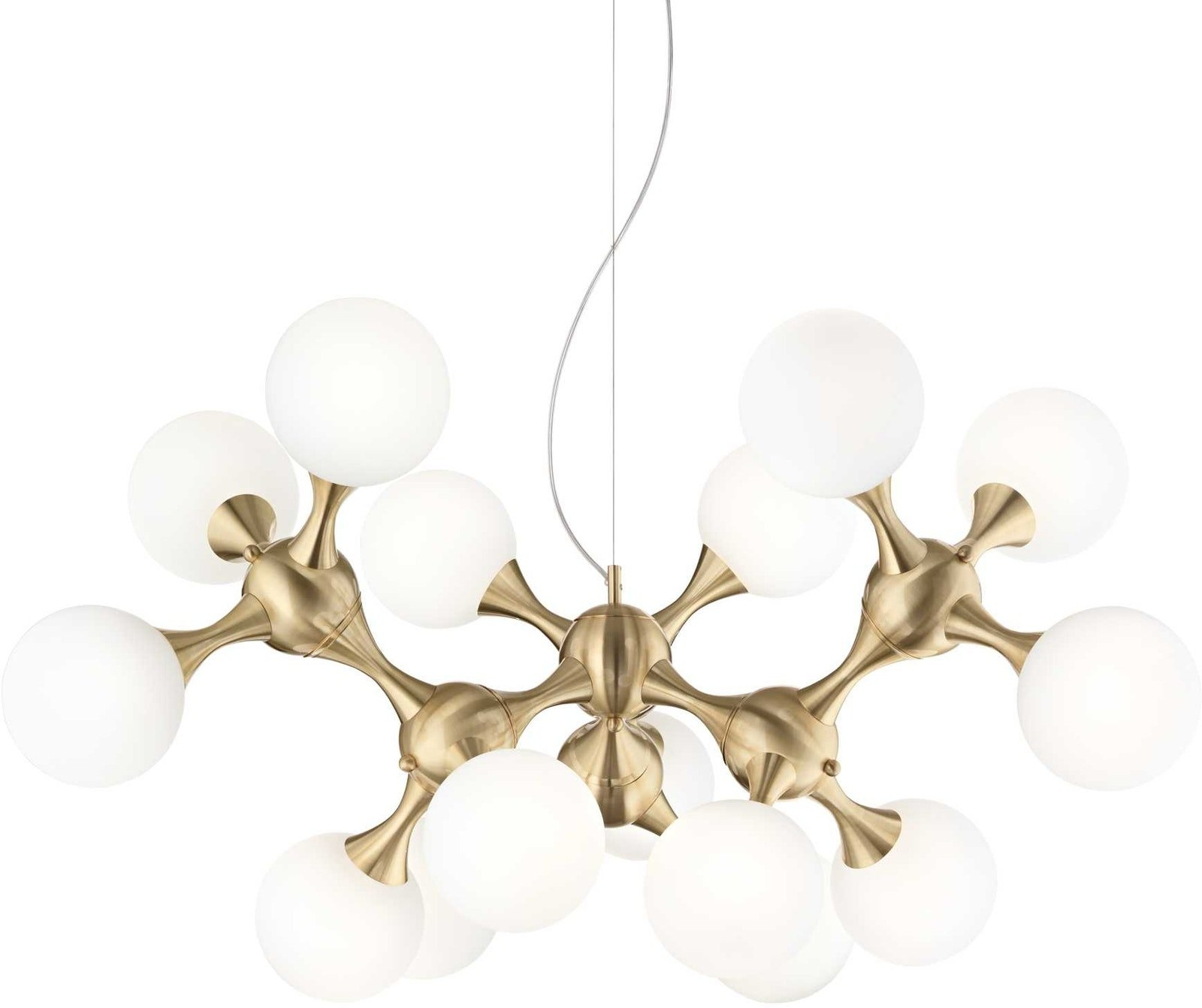 Pendel Lampe Ideal Lux Nodi ø105 Cm Justerbar Højde 60 277 Cm Messing Glas 15   E14