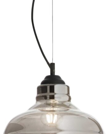 Pendel- Loftlampe Ideal Lux Bistro Røgfarvet Glas Metal ø28 Cm Justerbar Højde 21-230 Cm
