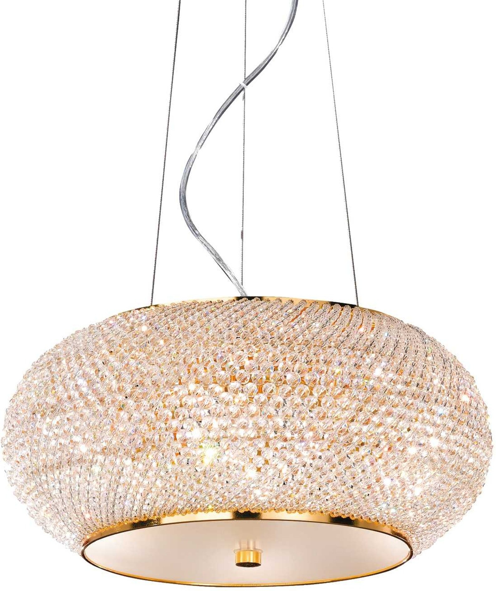 Pendellampe Hængelampe Ideal Lux Pasha ø450 H250-2340 Mm Guld Metal Glas