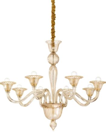 Pendellampe Ideal Lux Brigitta Ophængslampe ø89 Cm Glas Rav Guld Justerbar Højde 90-184 Cm