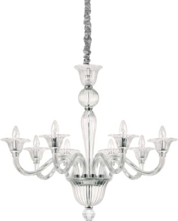 Pendellampe Ideal Lux Brigitta ø89 Cm Klar Glas Krom 8xe14 Ip20