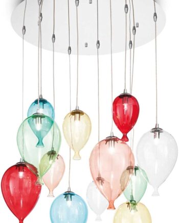 Pendellampe Ideal Lux Clown Flerfarvet Krom Metal Glas ø60 Cm