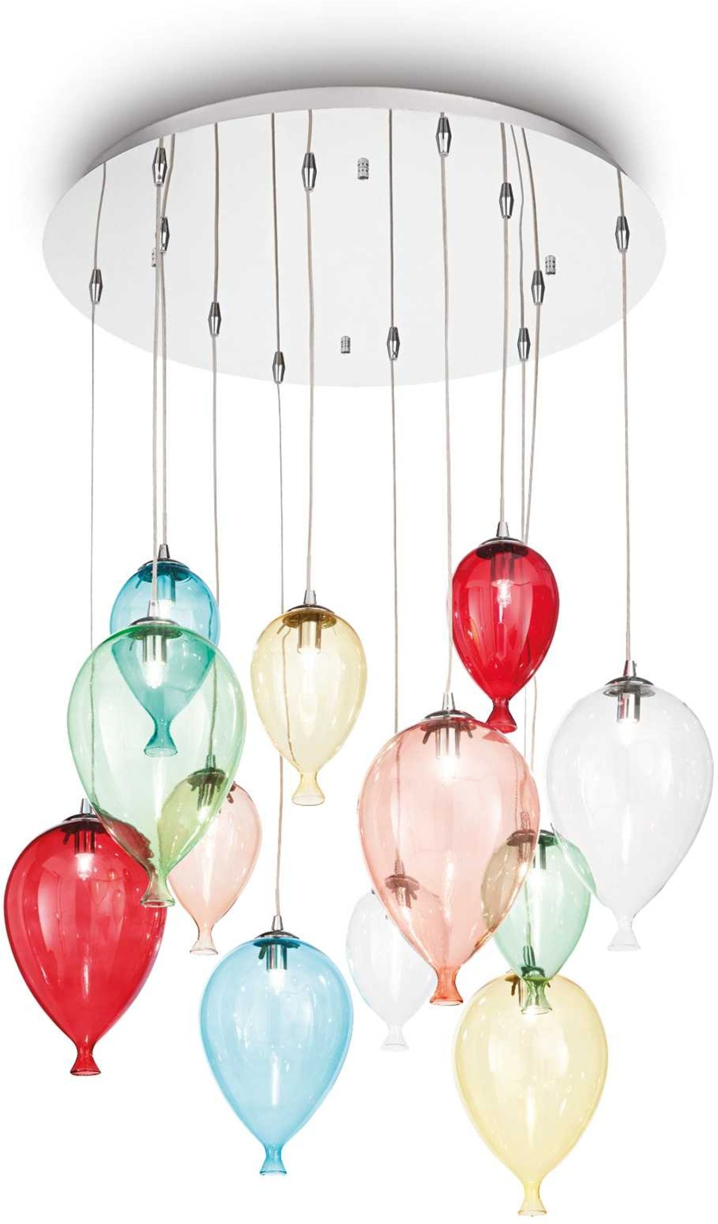 Pendellampe Ideal Lux Clown Flerfarvet Krom Metal Glas ø60 Cm