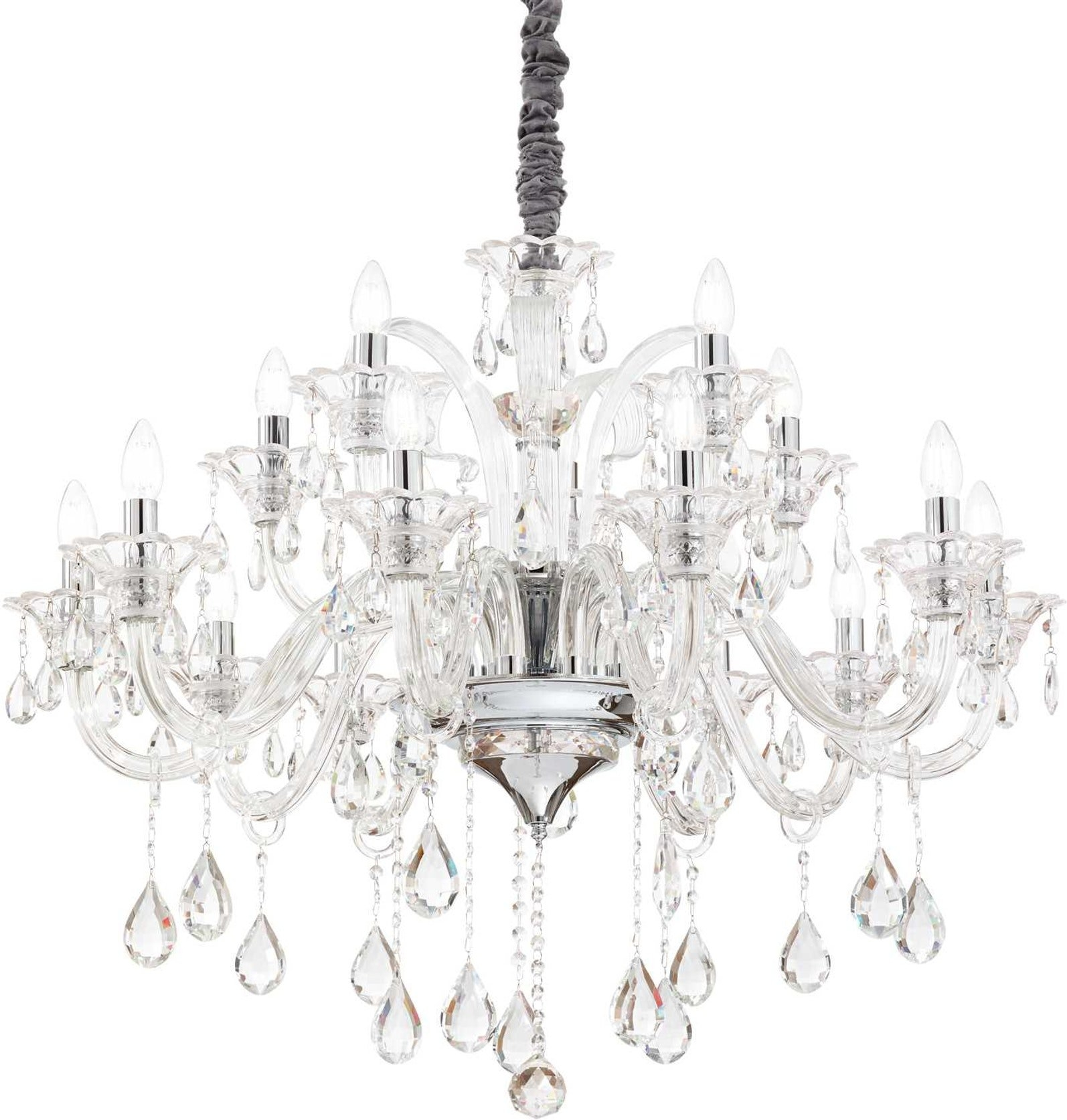 Pendellampe Ideal Lux Colossal ø95 Cm Justerbar   90 265 Cm Gennemsigtig Krom 15xe14