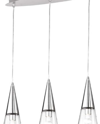 Pendellampe Ideal Lux Cono   Krom Metal   Håndblæst Glas ø150 Mm  H500-1300 Mm