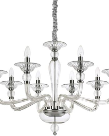 Pendellampe Ideal Lux Danieli Transparent Glas Krom ø85 Cm Justerbar Højde