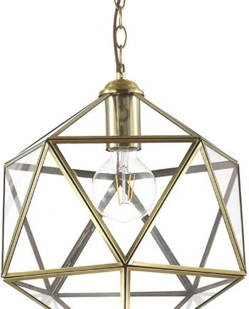 Pendellampe Ideal Lux Deca ø50 Cm Justerbar Højde 92-172 Cm Brændt Messing Glas