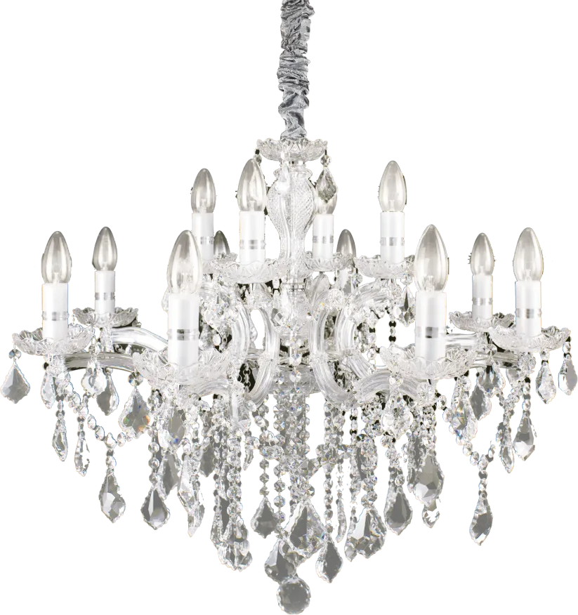 Pendellampe Ideal Lux Florian ø72 Cm Krom Med Krystalglas Justerbar Højde 87 120 Cm