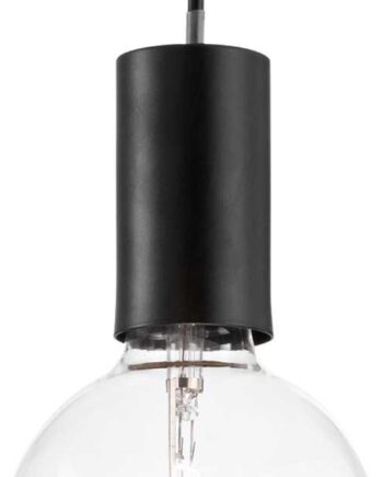 Pendellampe Ideal Lux Hugo ø125 H400-1380 Mm Mat Sort Metal Og Stof Minimalistisk E27