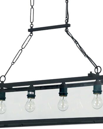 Pendellampe Ideal Lux Igor L915xh835-1650 Matsort Metal Glasskærm 4xe27