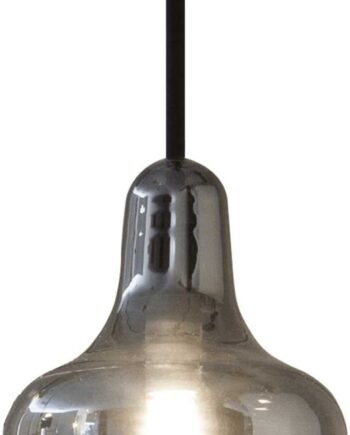 Pendellampe Ideal Lux Lido ø13 Cm Røgfarvet Syreætset Glas Med Kromramme Justerbar Højde