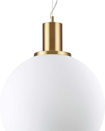 Pendellampe Ideal Lux Loko ø40 Cm Satin Messing Hvid Glasdiffusor Justerbar Højde
