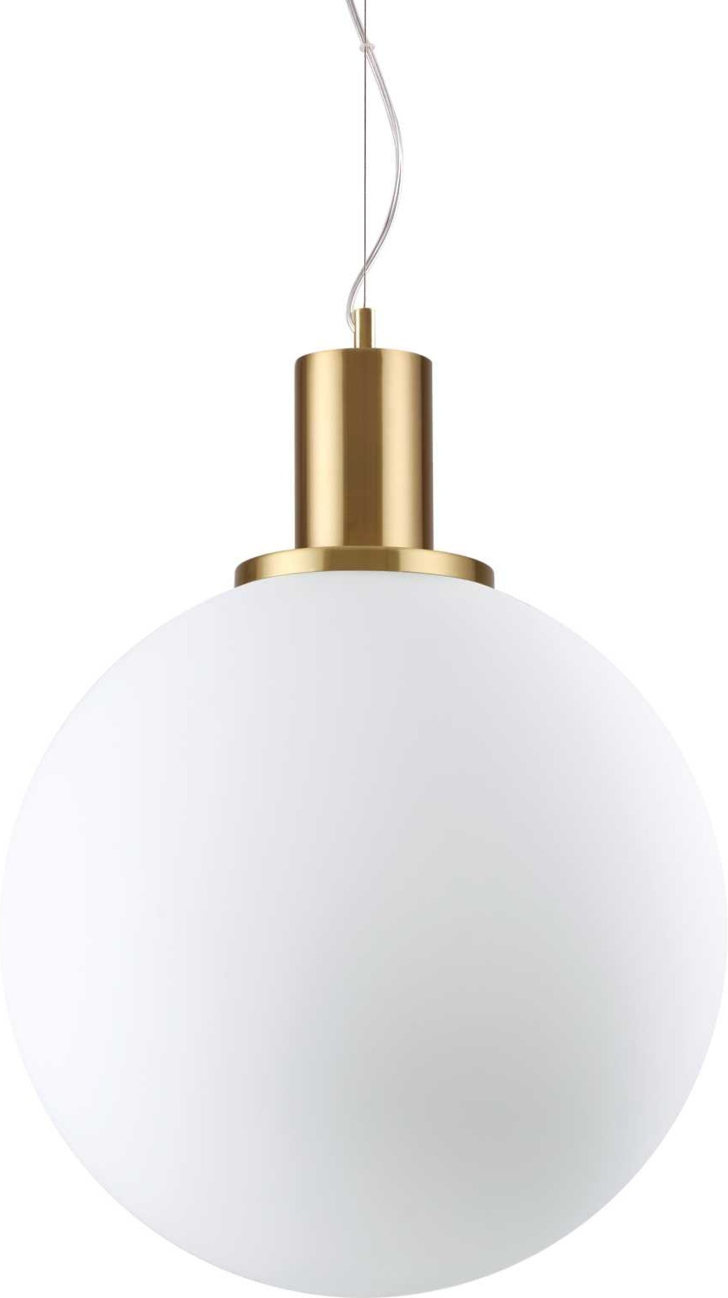 Pendellampe Ideal Lux Loko ø40 Cm Satin Messing Hvid Glasdiffusor Justerbar Højde