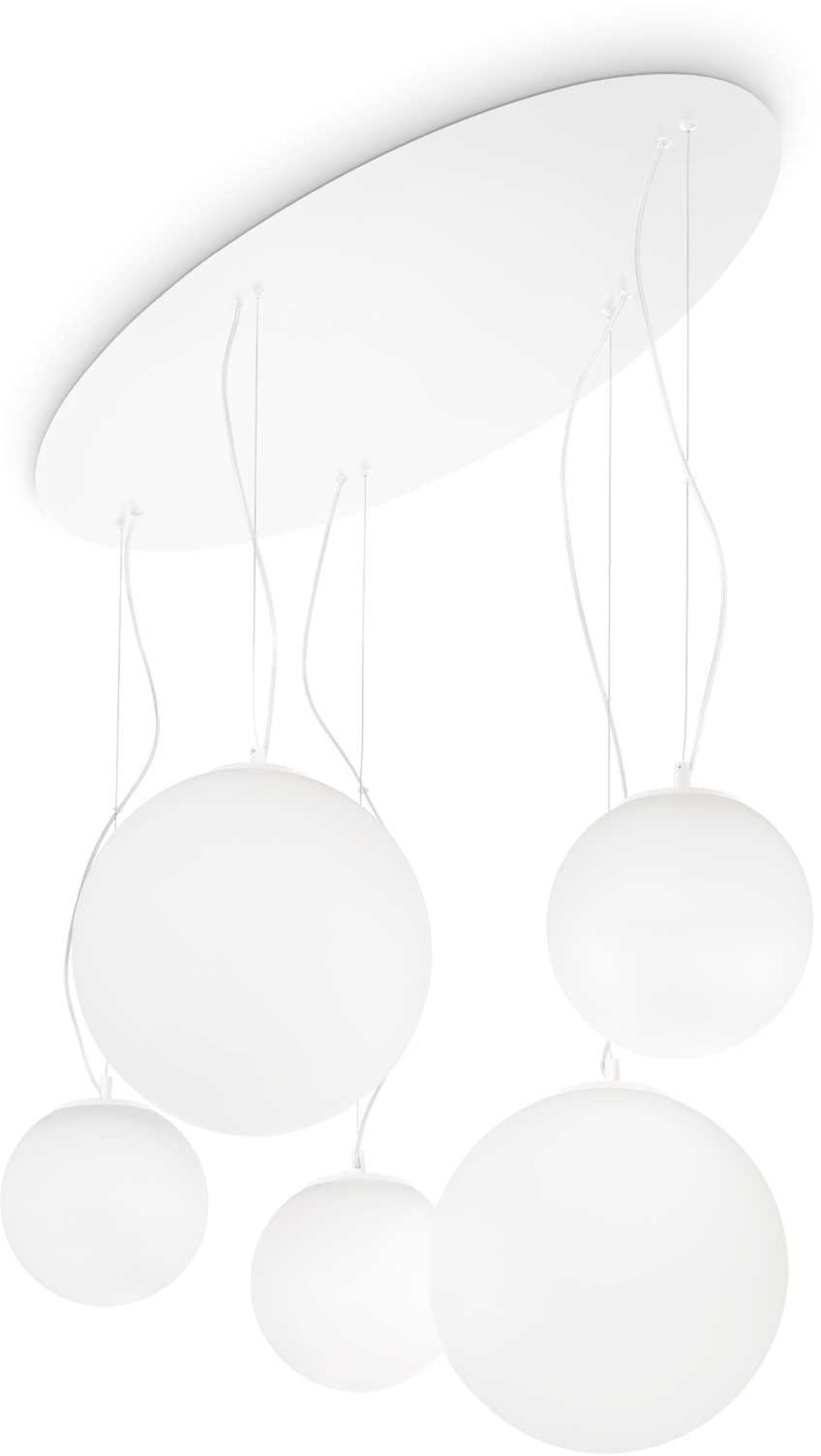 Pendellampe Ideal Lux Mapa Bianco   Opalhvidt Glas Med   E27-fatninger  Justerbar Højde 35-110 Cm  105ã 54 Cm