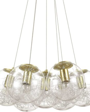 Pendellampe Ideal Lux Mapa Sat ø60 Cm Messing Nikkel Med Justerbar Højde