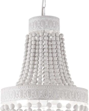 Pendellampe Ideal Lux Monet ø40 Cm Justerbar   82 150 Cm Hvid Mat Metal Træ
