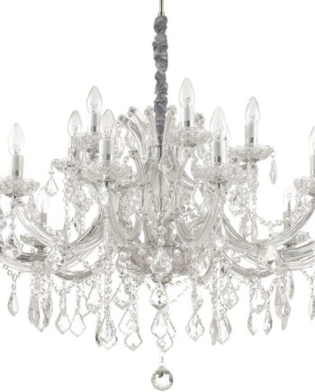Pendellampe Ideal Lux Napoleon ø960 Mm Justérbar Højde 830 1700 Mm Krom Glas Krystaller