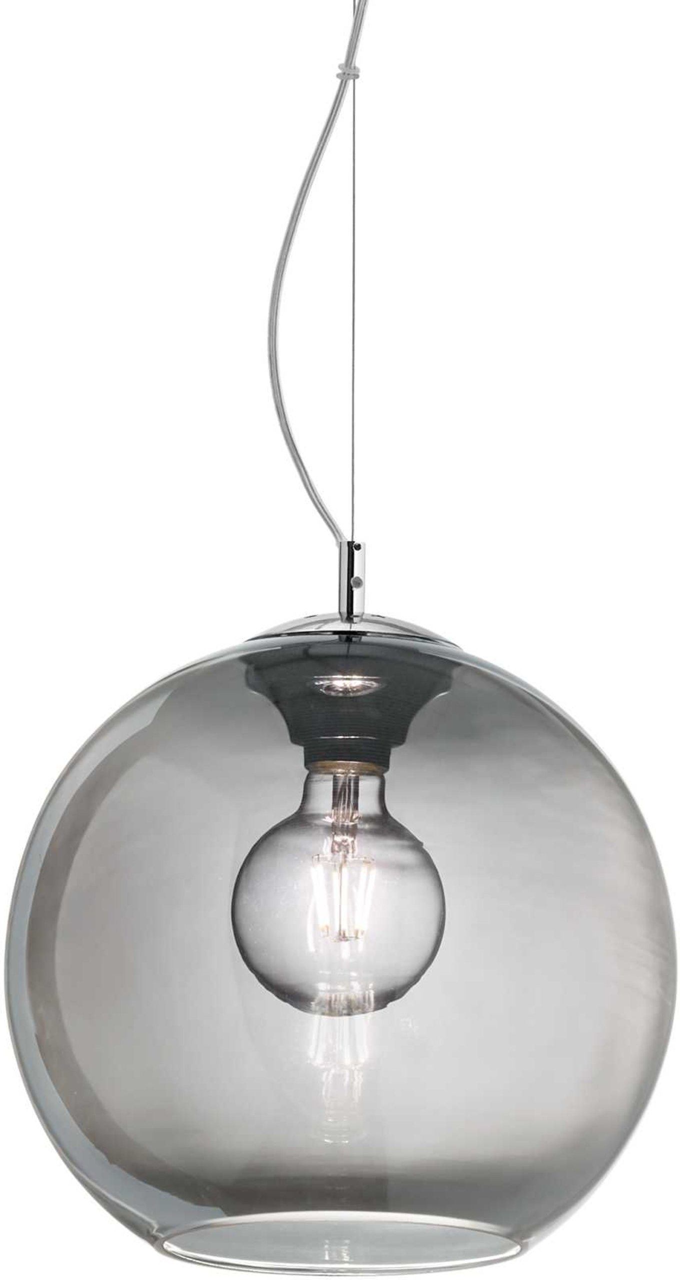 Pendellampe Ideal Lux Nemo Røgfarvet Glas Og Krom ø300   320-2410 Mm Justerbar