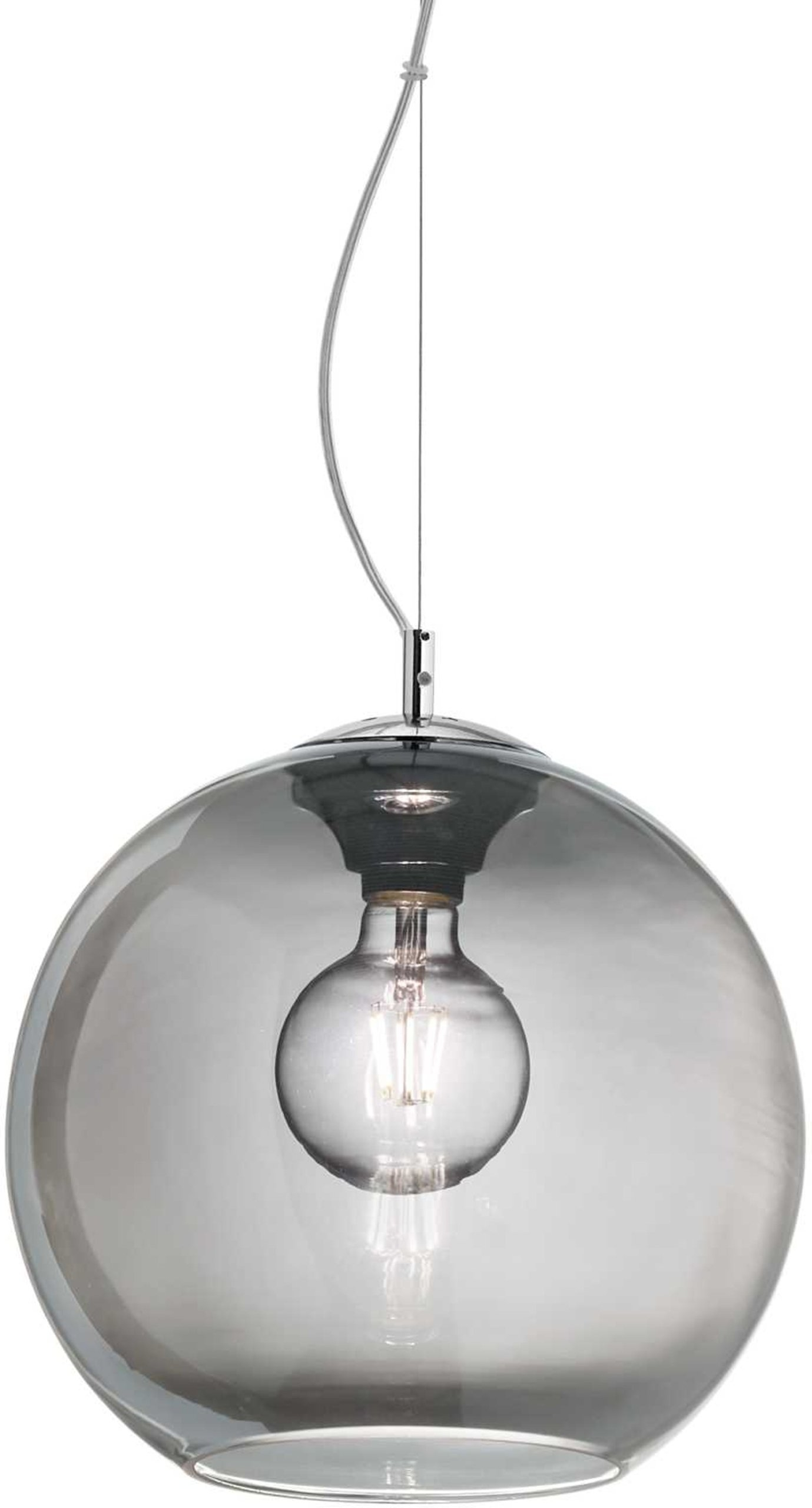 Pendellampe Ideal Lux Nemo ø20 Cm Justerbar Højde 24-233 Cm Røg Krom Glas Metal