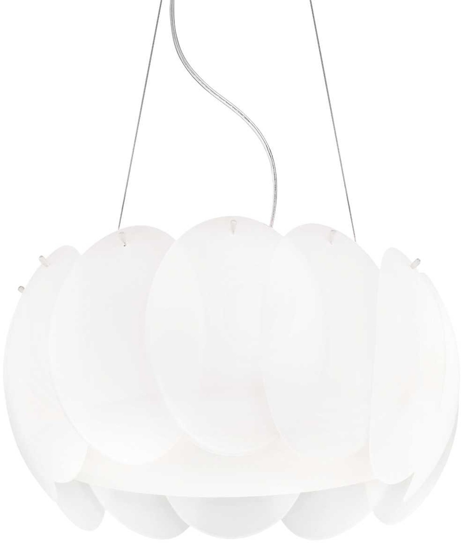 Pendellampe Ideal Lux Ovalino ø44 Cm Glas Hvid Justerbar Højde 28 120 Cm