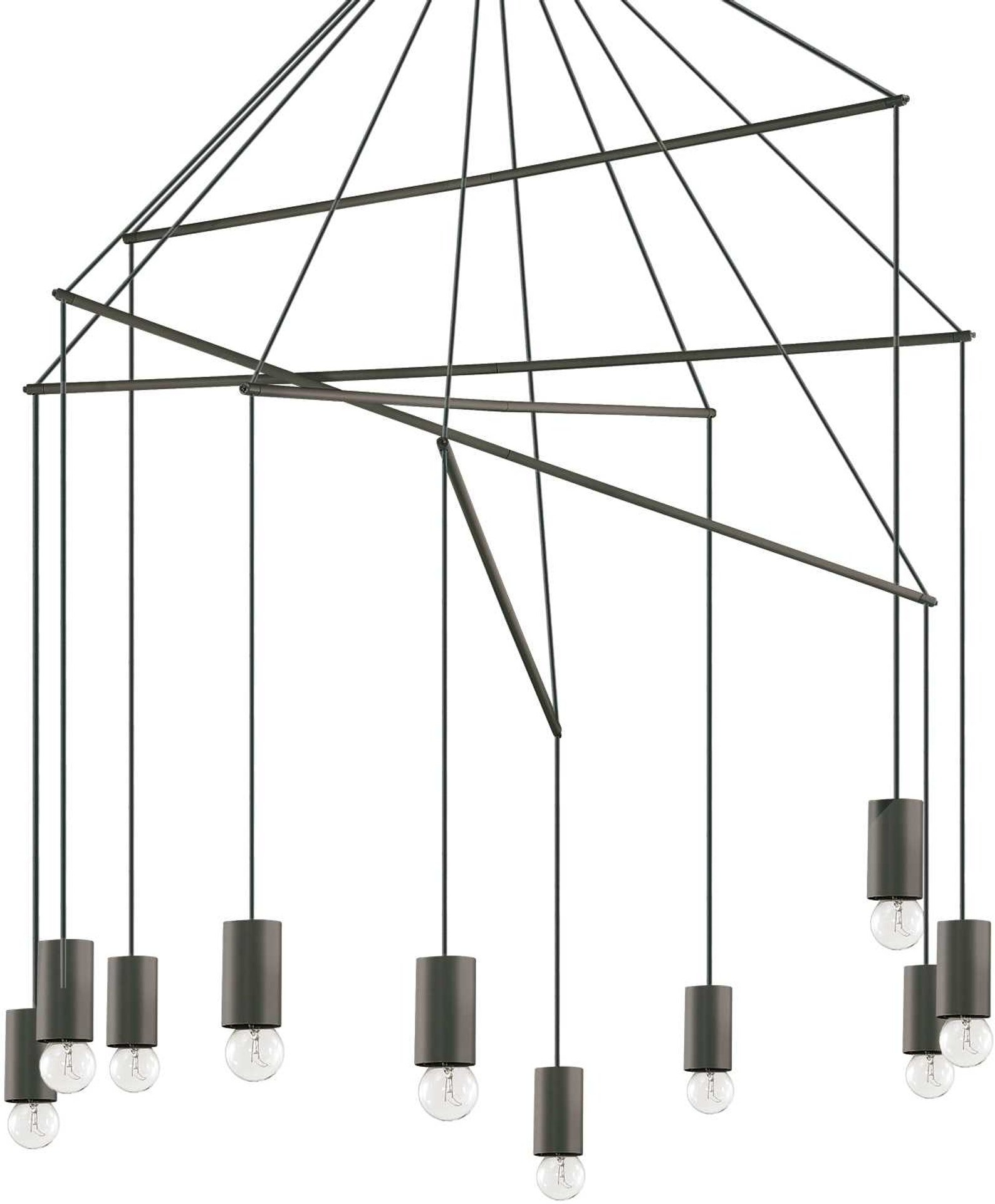 Pendellampe Ideal Lux Pop ø900 Mm Justerbar Højde 105 187 Cm Sort Mat