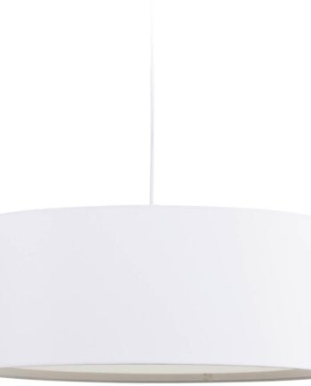 Pendellampe Kave Home Santana   Hvid Loftlampe   Stof Og Pvc  Justerbar Højde ø50   H25 Cm