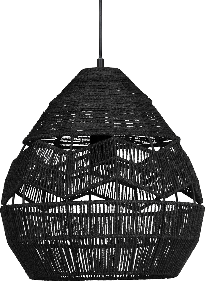Pendellampe Woood Exclusive Adelaide ø35 Cm Sort   Flettet Papirreb Hængelampe Med Diffust Lys  E27 Fatning