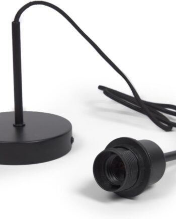 Pendelophæng Kave Home Fulvia   Sort Metal Loftfatning Med       Stofkabel  E27-sokkel H188   ø12 Cm