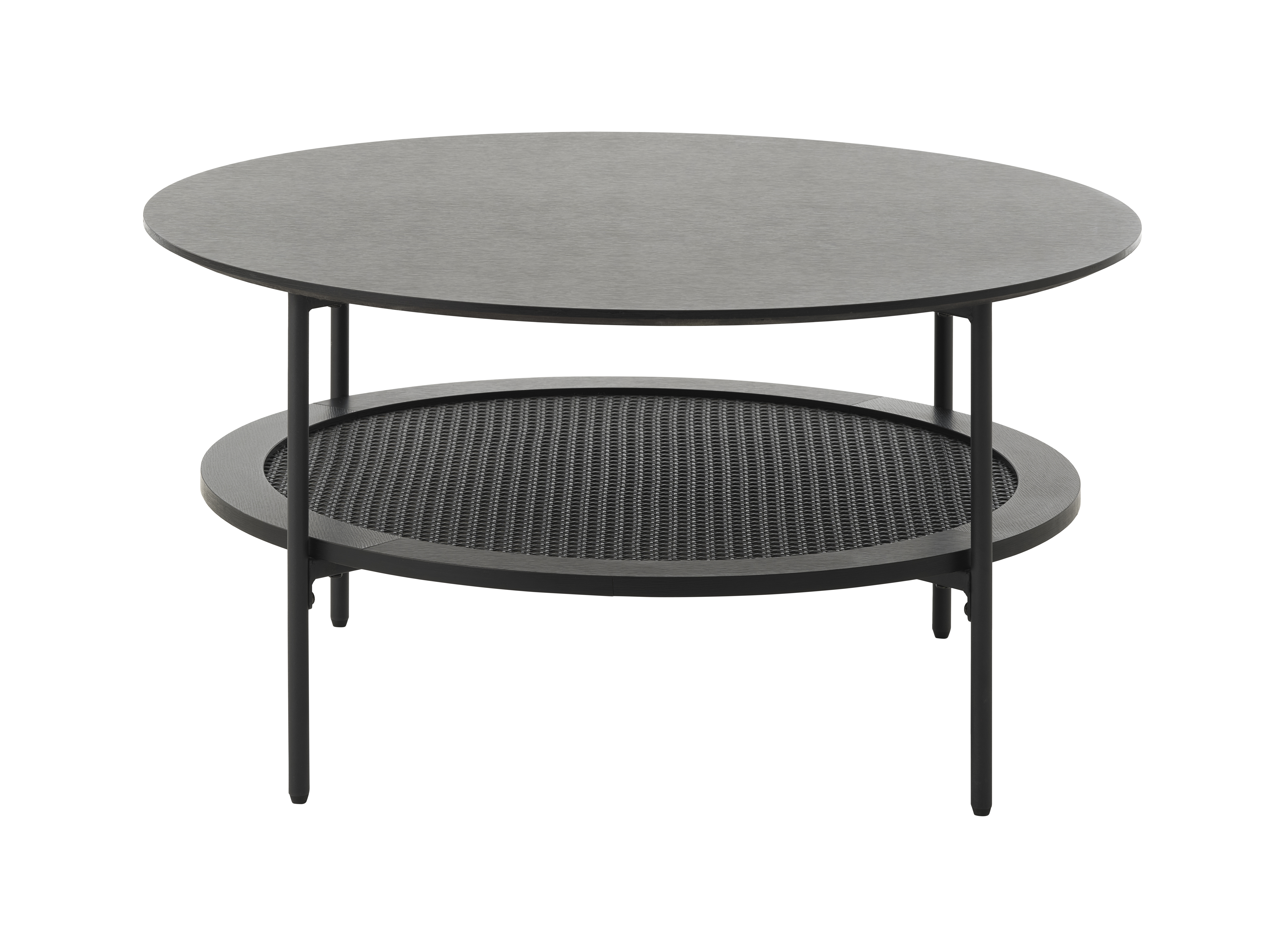 Pensacola Sofabord       Hylde  Rund Sort Melamin Og Sort Polyrattan  ø80