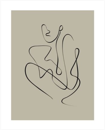 Plakat Woood Exclusive Whatever   Abstrakt Menneskefigur På Beige Sort  65 5ã 45   Cm