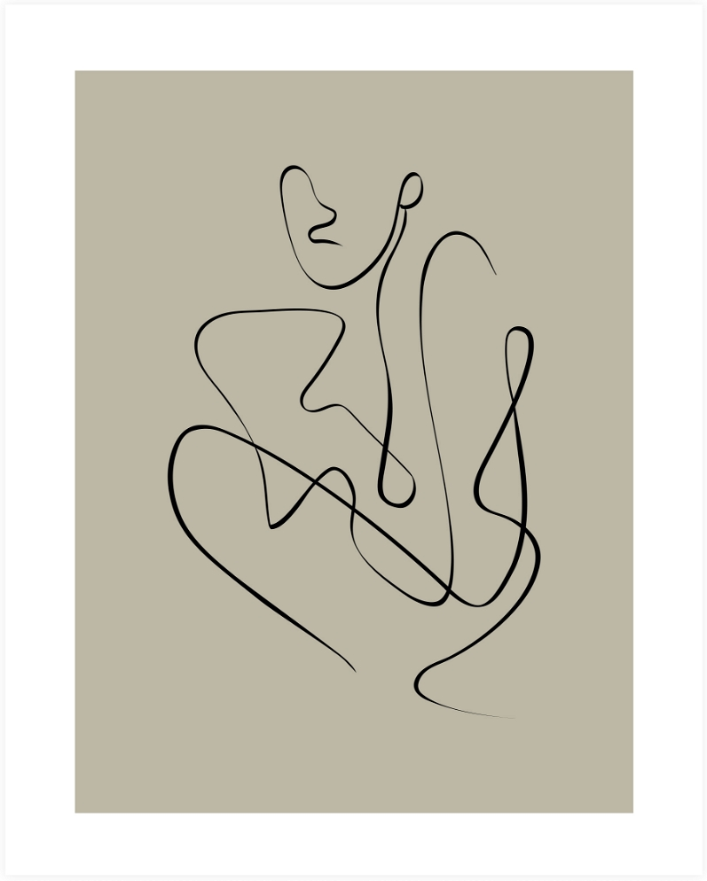 Plakat Woood Exclusive Whatever   Abstrakt Menneskefigur På Beige Sort  65 5ã 45   Cm