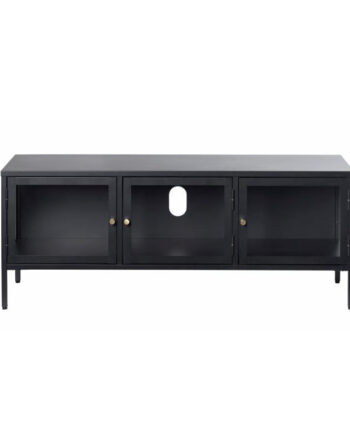 Plush Tv-bord       Låger Glas Og Sort Metal  132x40