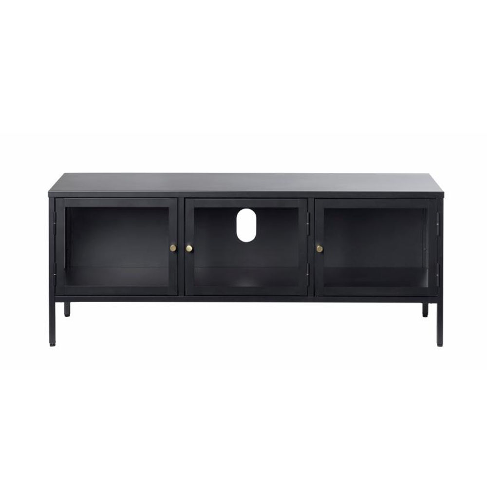 Plush Tv-bord Låger Glas Og Sort Metal 132x40