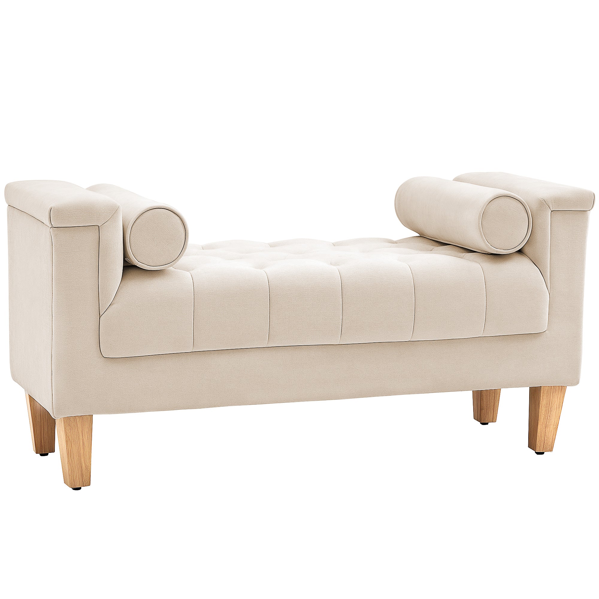 Polstret Bænk  Vintage Design    Hynder  Chenillebetræk  115   44   58 Cm  Beige