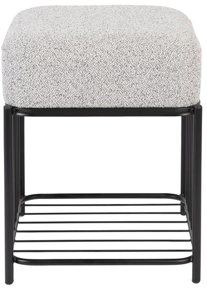 Polstret Skammel Studio White Milou   Antracitfarvet Stof  35   35   45 Cm  Robust Jernbase