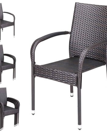 Polyrattan Stabelstol Comfort  Sæt Med    Brun