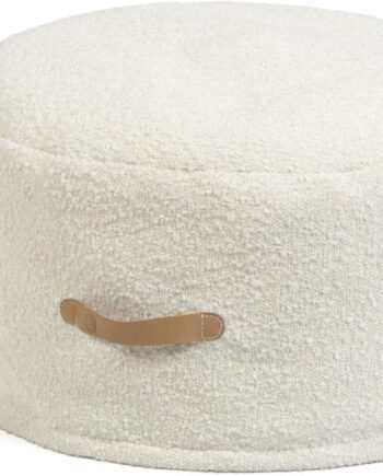 Puf Kave Home Adara  Hvid Fleece  Non-slip Bund  ø50   H35 Cm