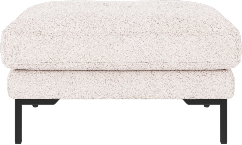 Puf Rowico Corwin Fodskammel   Hvidt Anna   Stof Med Sorte Metalben H45xb84xd64 Cm