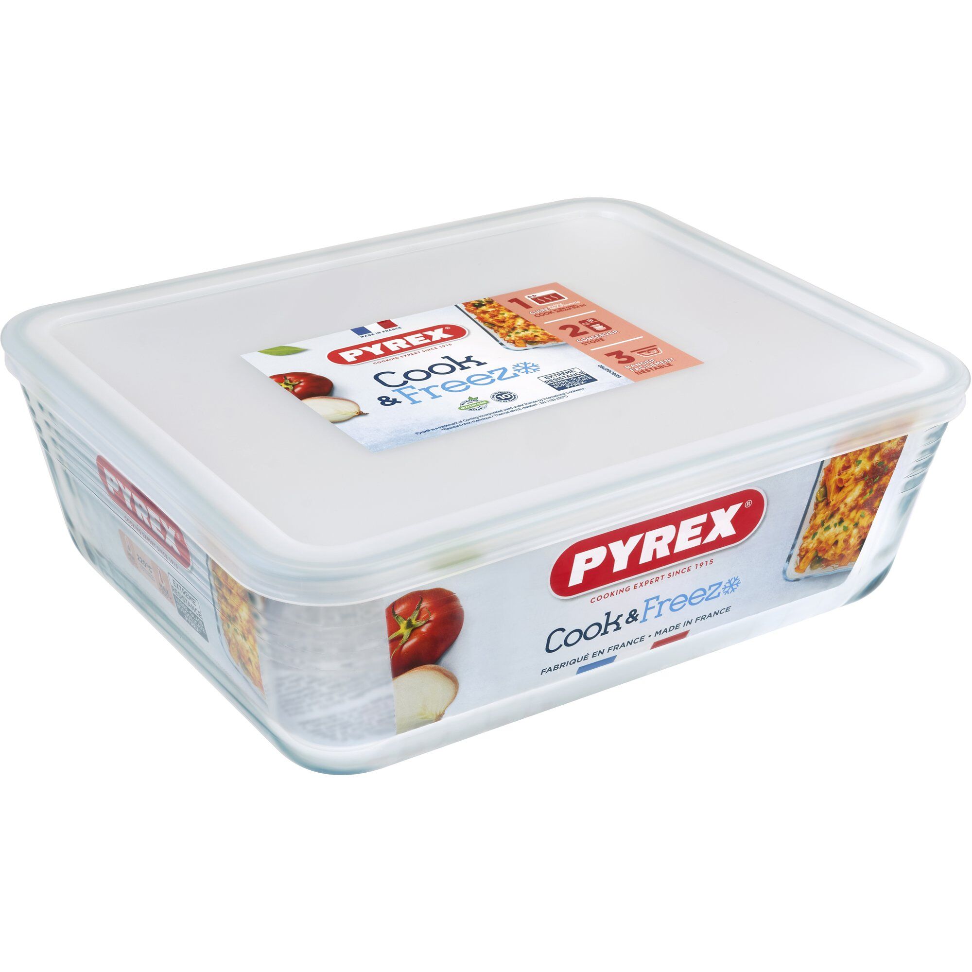 Pyrex Cook   Freeze Madkasse Glasform Med Låg      Liter