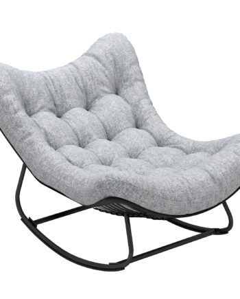 Rattan Gyngestol Havebænk Med Stålramme Og Hynde  98   111   74 Cm  Grå
